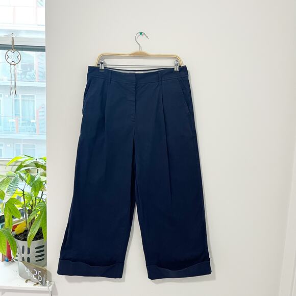 J. Crew Dark Blue Wide Leg Ankle Pants Size 10 - Picture 1 of 5